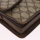 GUCCI GG Supreme Web Sherry Line Shoulder Bag PVC Beige Gold Auth 195731-9