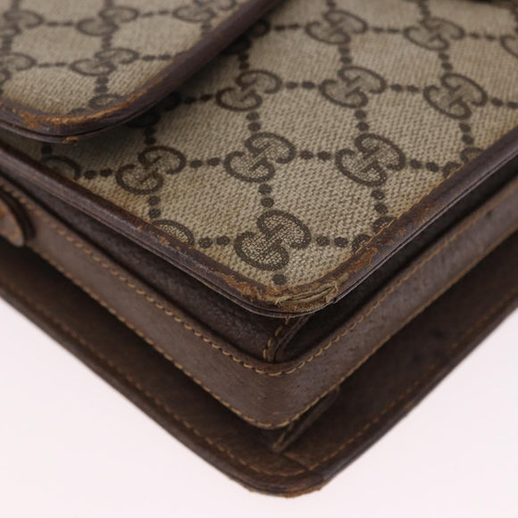 GUCCI GG Supreme Web Sherry Line Shoulder Bag PVC Beige Gold Auth 195731