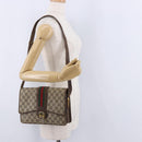 GUCCI GG Supreme Web Sherry Line Shoulder Bag PVC Beige Gold Auth 195731-22
