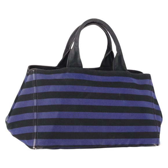 PRADA Canapa GM Tote Bag Canvas Blue Gold Auth 195738
