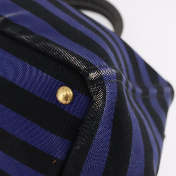 PRADA Canapa GM Tote Bag Canvas Blue Gold Auth 195738