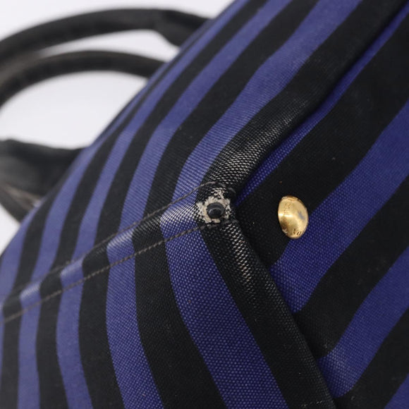 PRADA Canapa GM Tote Bag Canvas Blue Gold Auth 195738