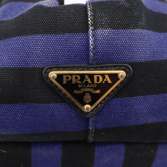 PRADA Canapa GM Tote Bag Canvas Blue Gold Auth 195738