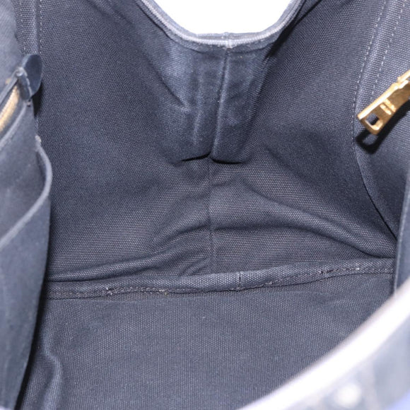 PRADA Canapa GM Tote Bag Canvas Blue Gold Auth 195738