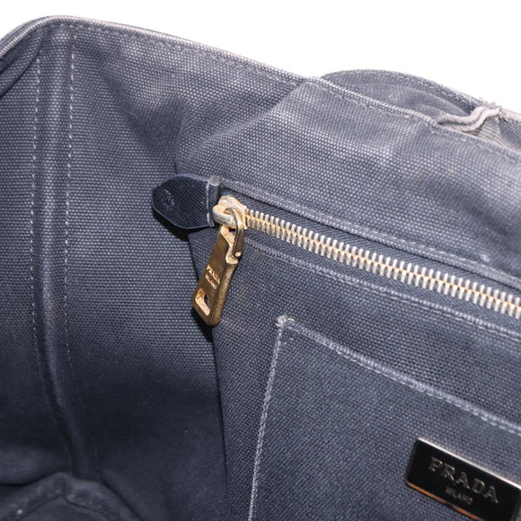 PRADA Canapa GM Tote Bag Canvas Blue Gold Auth 195738