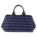 PRADA Canapa GM Tote Bag Canvas Blue Gold Auth 195738-13