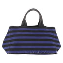 PRADA Canapa GM Tote Bag Canvas Blue Gold Auth 195738-2