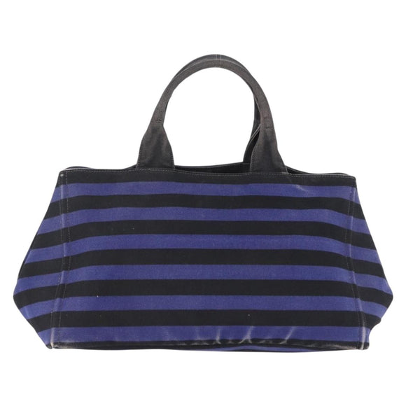 PRADA Canapa GM Tote Bag Canvas Blue Gold Auth 195738