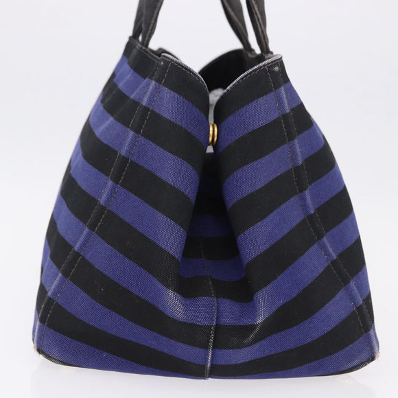 PRADA Canapa GM Tote Bag Canvas Blue Gold Auth 195738