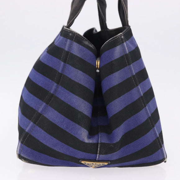 PRADA Canapa GM Tote Bag Canvas Blue Gold Auth 195738