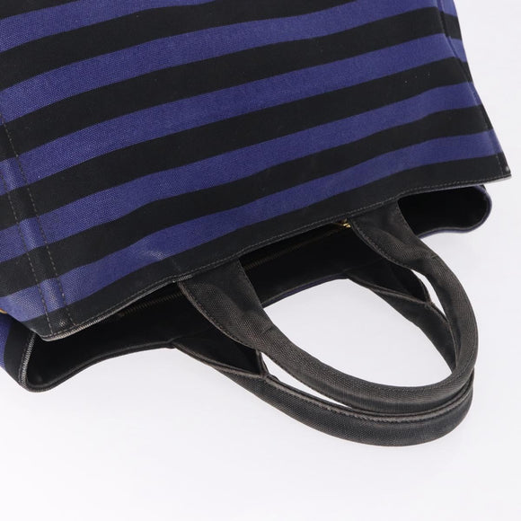 PRADA Canapa GM Tote Bag Canvas Blue Gold Auth 195738