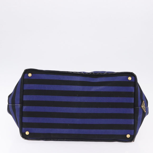 PRADA Canapa GM Tote Bag Canvas Blue Gold Auth 195738