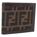 FENDI Zucca Canvas Bifold Wallet Black Brown Auth 195739V-1