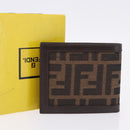 FENDI Zucca Canvas Bifold Wallet Black Brown Auth 195739V-12