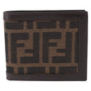 FENDI Zucca Canvas Bifold Wallet Black Brown Auth 195739V-13