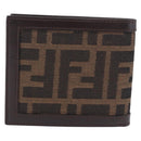 FENDI Zucca Canvas Bifold Wallet Black Brown Auth 195739V-2