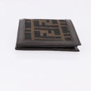 FENDI Zucca Canvas Bifold Wallet Black Brown Auth 195739V-3