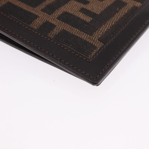 FENDI Zucca Canvas Bifold Wallet Black Brown Auth 195739V