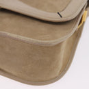 Christian Dior Shoulder Bag Suede Beige Gold Auth 195741-11