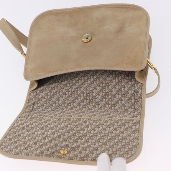Christian Dior Shoulder Bag Suede Beige Gold Auth 195741