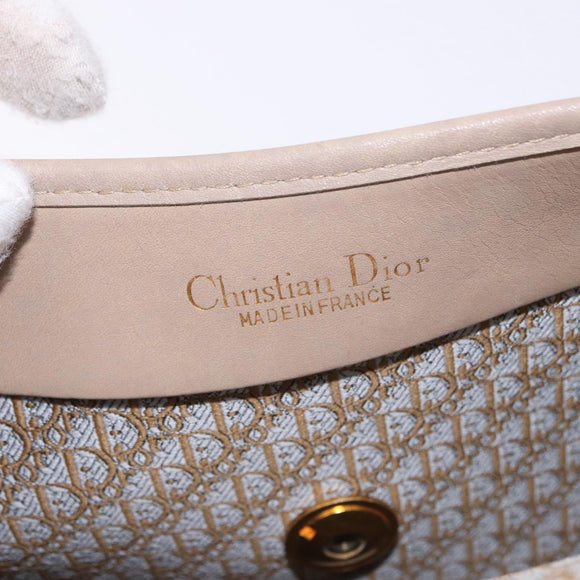 Christian Dior Shoulder Bag Suede Beige Gold Auth 195741