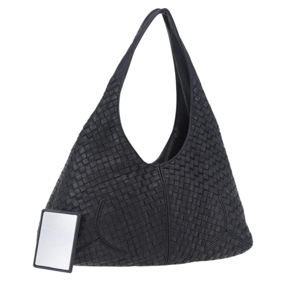 BOTTEGA VENETA INTRECCIATO Shoulder Bag Leather Black 145552 Auth 195745V