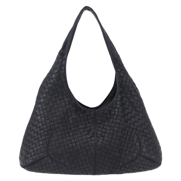 BOTTEGA VENETA INTRECCIATO Shoulder Bag Leather Black 145552 Auth 195745V