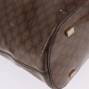 CELINE Macadam Canvas Hand Bag Vinyl Brown Gold Auth 195746-10