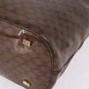 CELINE Macadam Canvas Hand Bag Vinyl Brown Gold Auth 195746-11
