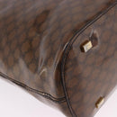CELINE Macadam Canvas Hand Bag Vinyl Brown Gold Auth 195746-12