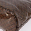 CELINE Macadam Canvas Hand Bag Vinyl Brown Gold Auth 195746-13