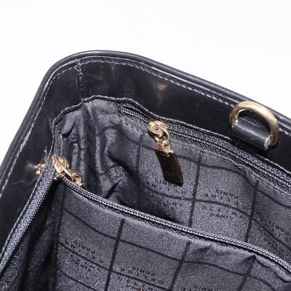 CELINE Macadam Canvas Hand Bag Vinyl Brown Gold Auth 195746