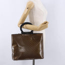 CELINE Macadam Canvas Hand Bag Vinyl Brown Gold Auth 195746-24