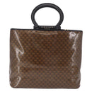 CELINE Macadam Canvas Hand Bag Vinyl Brown Gold Auth 195746-3