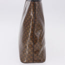 CELINE Macadam Canvas Hand Bag Vinyl Brown Gold Auth 195746-4