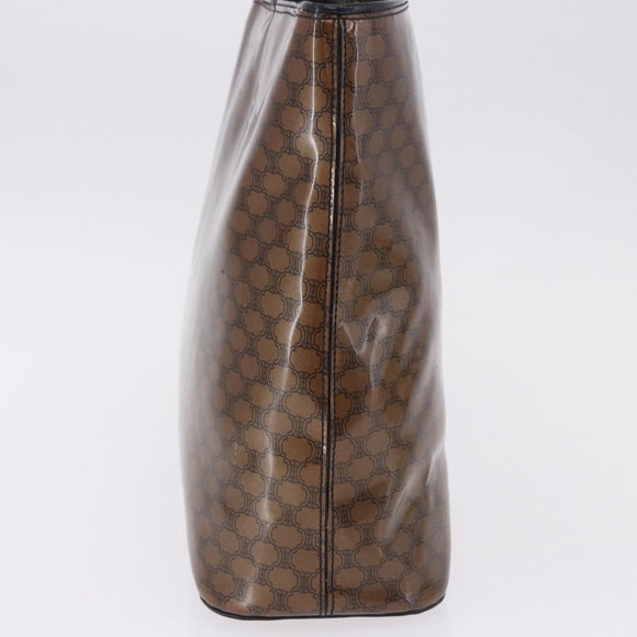 CELINE Macadam Canvas Hand Bag Vinyl Brown Gold Auth 195746