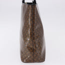 CELINE Macadam Canvas Hand Bag Vinyl Brown Gold Auth 195746-5