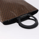 CELINE Macadam Canvas Hand Bag Vinyl Brown Gold Auth 195746-6