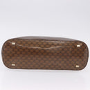CELINE Macadam Canvas Hand Bag Vinyl Brown Gold Auth 195746-9