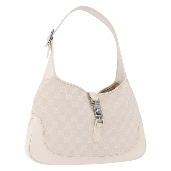 GUCCI GG Canvas Jackie Hand Bag White Silver 001 3306 Auth 195747V