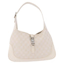 GUCCI GG Canvas Jackie Hand Bag White Silver 001 3306 Auth 195747V-13