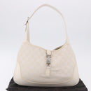 GUCCI GG Canvas Jackie Hand Bag White Silver 001 3306 Auth 195747V-12