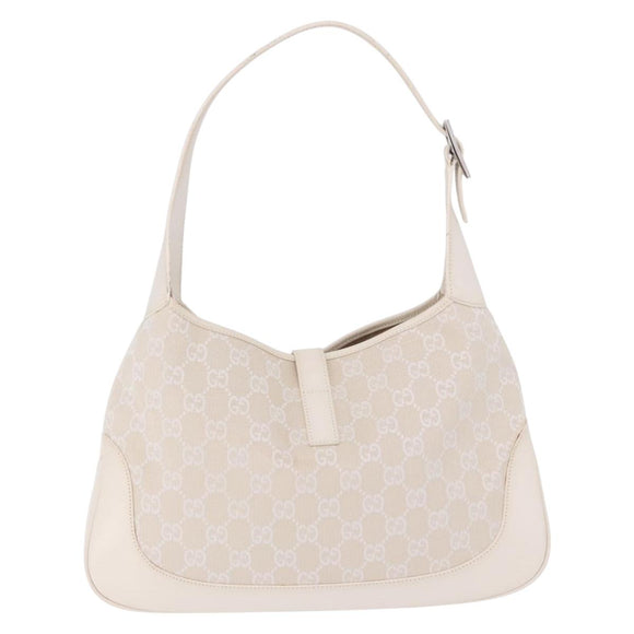 GUCCI GG Canvas Jackie Hand Bag White Silver 001 3306 Auth 195747V