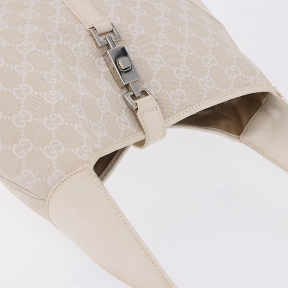 GUCCI GG Canvas Jackie Hand Bag White Silver 001 3306 Auth 195747V