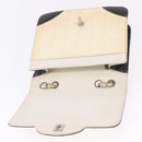 CHANEL Choco Bar Line Turn Lock Chain Bag Patent Leather Ivory CC Auth 195749V-15