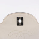CHANEL Choco Bar Line Turn Lock Chain Bag Patent Leather Ivory CC Auth 195749V-18