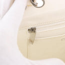 CHANEL Choco Bar Line Turn Lock Chain Bag Patent Leather Ivory CC Auth 195749V-23