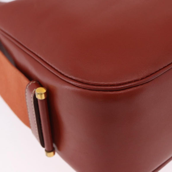 HERMES Sako Shoulder Bag Leather Brown Gold Auth 195752M