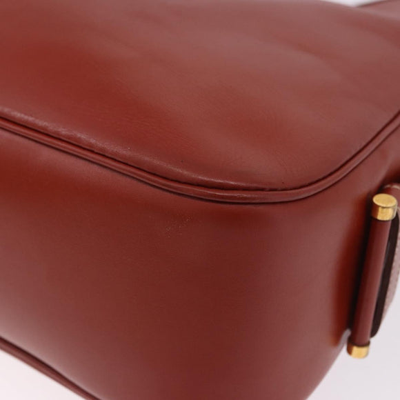 HERMES Sako Shoulder Bag Leather Brown Gold Auth 195752M