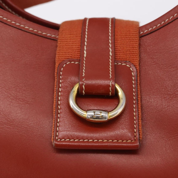 HERMES Sako Shoulder Bag Leather Brown Gold Auth 195752M